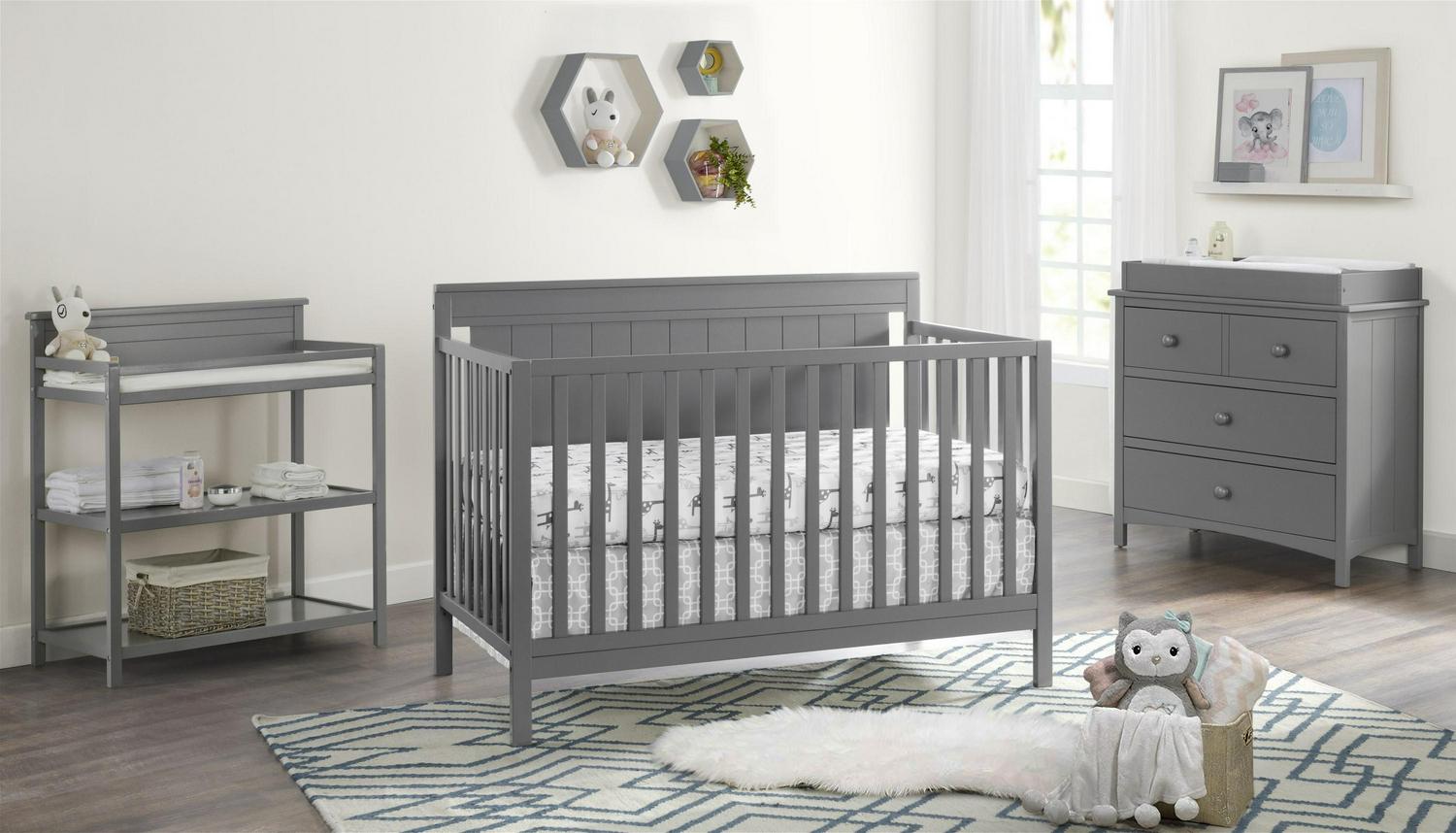 Oxford Baby Lazio 4-in-1 Convertible Crib, Dove Gray, GREENGUARD Gold Certified, Wooden Crib - Image 9