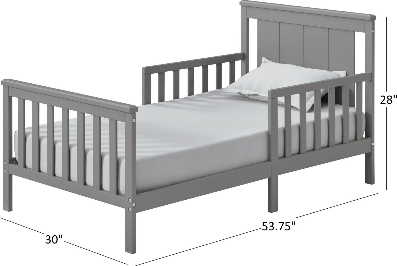 Oxford Baby Lazio Wood Frame Toddler Bed with Guardrails and Straight-Line Headboard, Dove Gray - Image 5