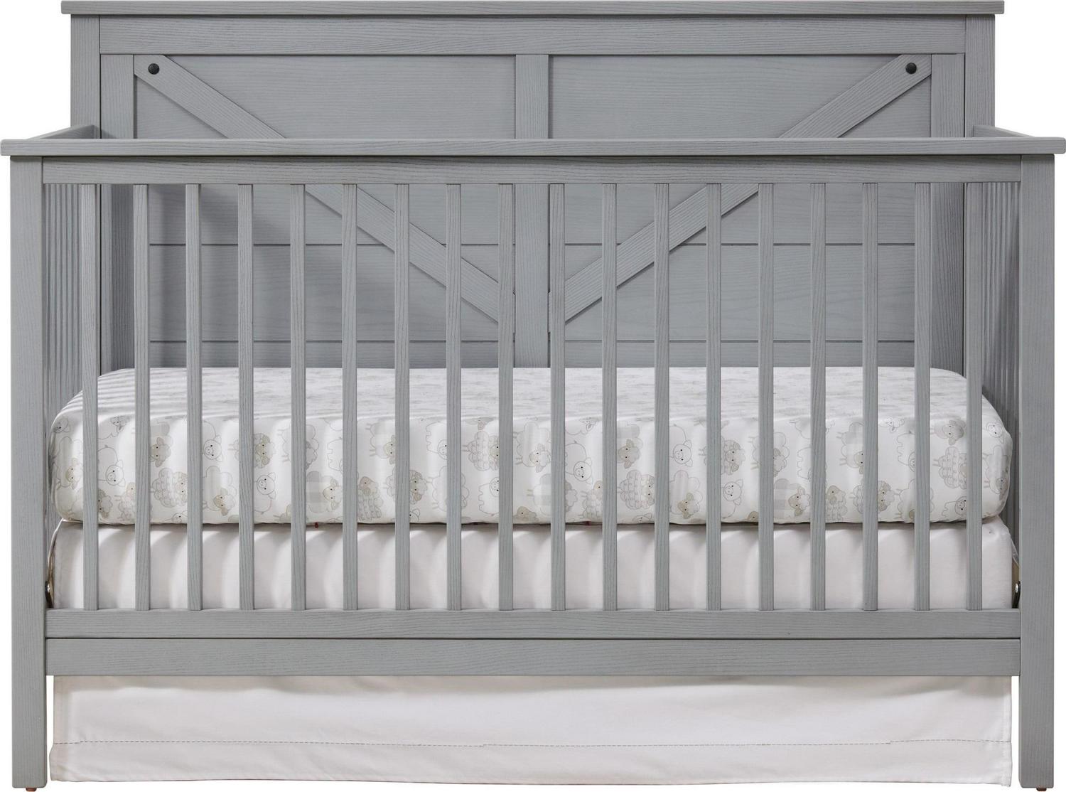 Oxford Baby Montauk 4-in-1 Convertible Crib, Farmhouse Gray, GREENGUARD Gold Certified, Wooden Crib - Image 10