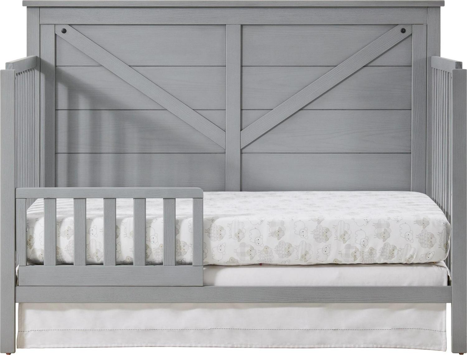 Oxford Baby Montauk 4-in-1 Convertible Crib, Farmhouse Gray, GREENGUARD Gold Certified, Wooden Crib - Image 11