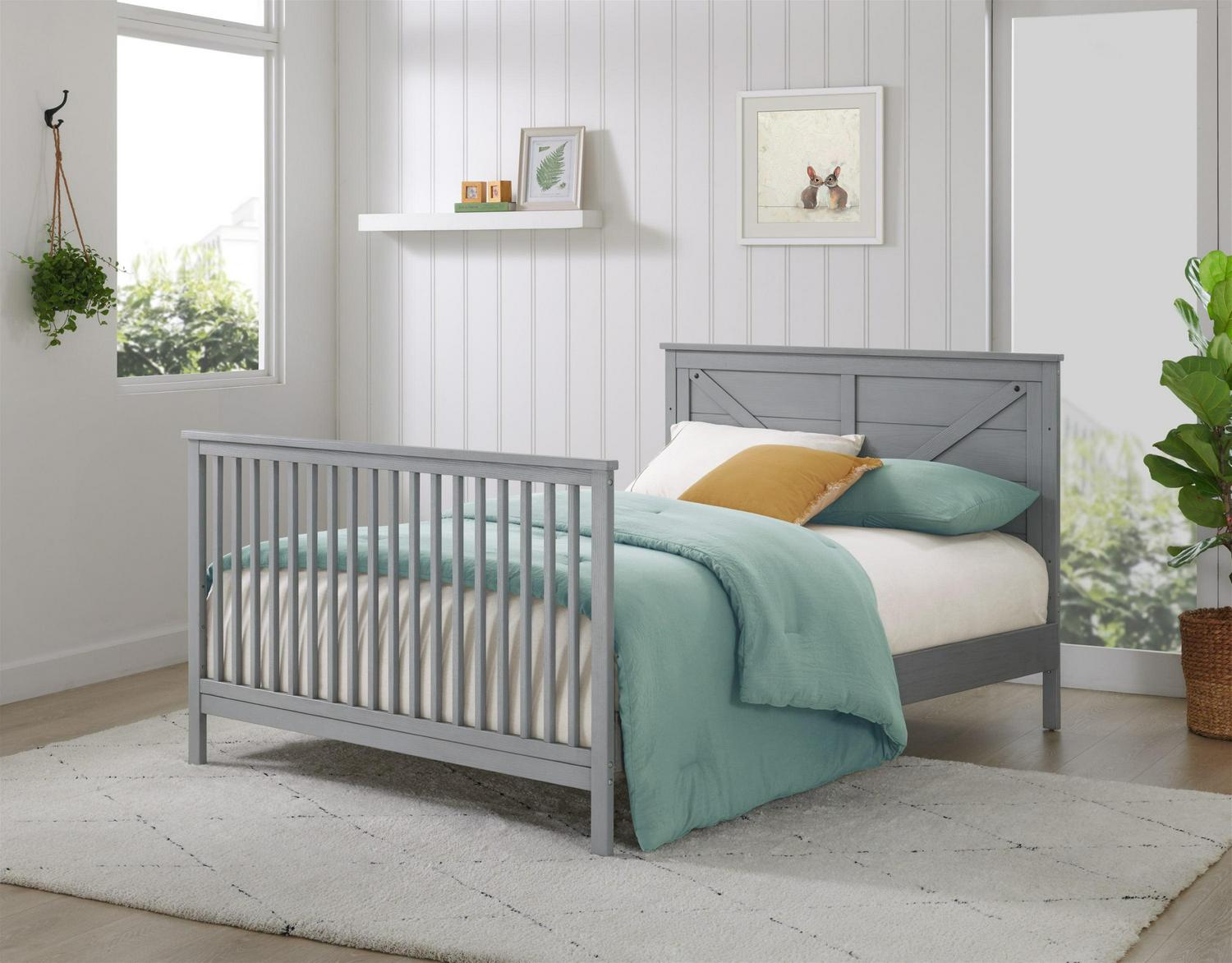 Oxford Baby Montauk 4-in-1 Convertible Crib, Farmhouse Gray, GREENGUARD Gold Certified, Wooden Crib - Image 5