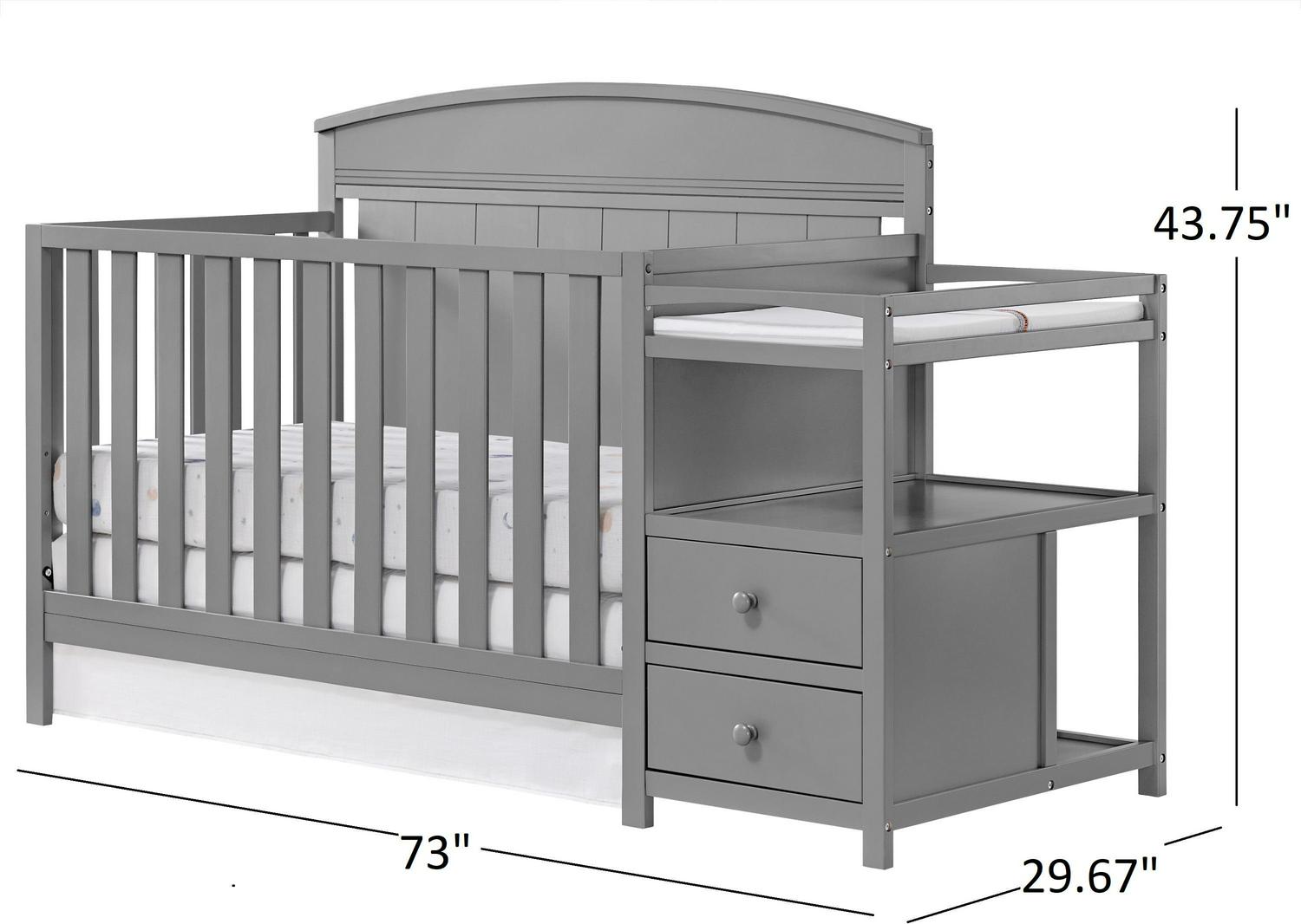 Oxford Baby Pearson 4-in-1 Convertible Crib & Changing Station, Dove Gray, GREENGUARD Gold Certified, Wooden Crib - Image 12