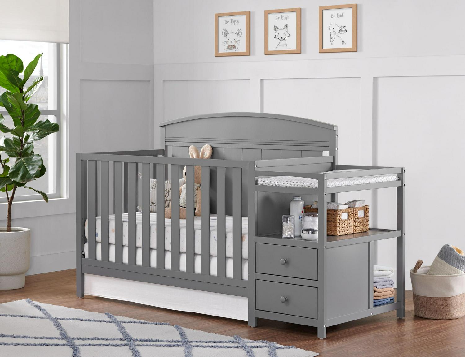 Oxford Baby Pearson 4-in-1 Convertible Crib & Changing Station, Dove Gray, GREENGUARD Gold Certified, Wooden Crib - Image 2