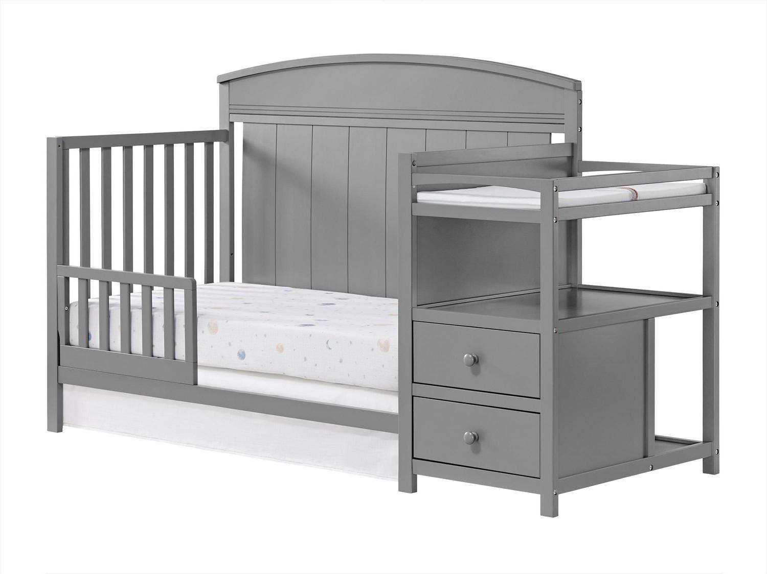 Oxford Baby Pearson 4-in-1 Convertible Crib & Changing Station, Dove Gray, GREENGUARD Gold Certified, Wooden Crib - Image 5