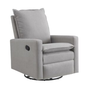 Oxford Baby Uptown Manual Upholstered Glider Recliner Rocking Chair 360° Swivel for Nursery and Living Room – Gray