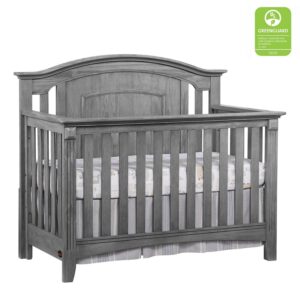 Oxford Baby Willowbrook 4-in-1 Convertible Crib, Graphite Gray, GREENGUARD Gold Certified, Wooden Crib