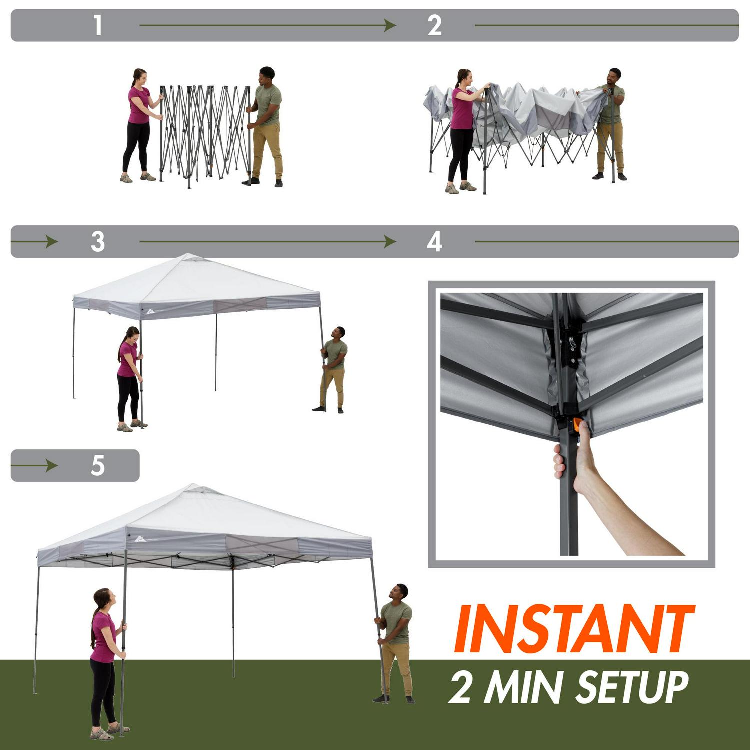 Ozark Trail 12' x 12' Instant Straight Leg Canopy for Camping - Gray - Image 4