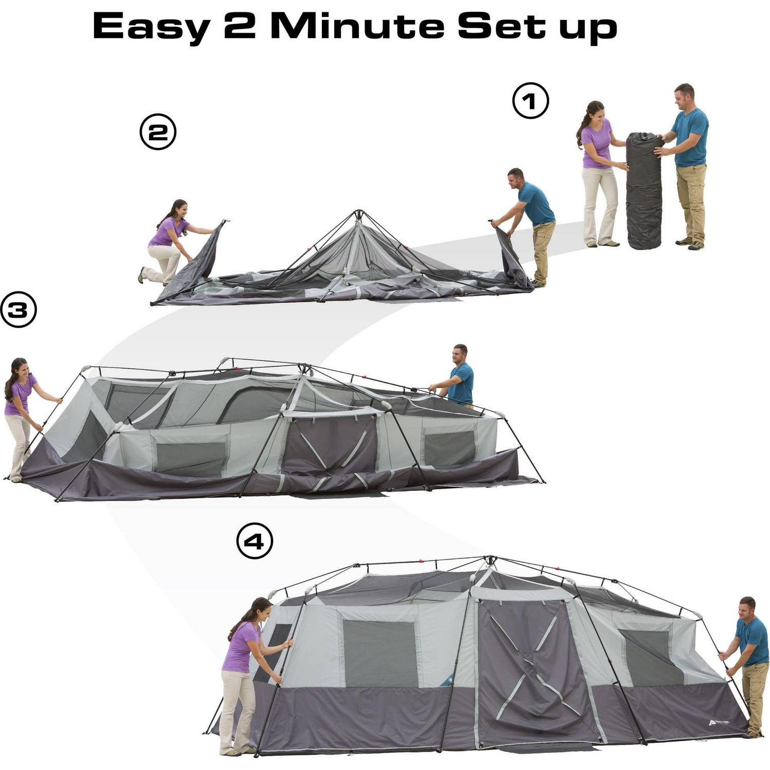 Ozark Trail 20' x 10' Instant Cabin Tent in Gray and Teal, Sleeps 12 - Image 3
