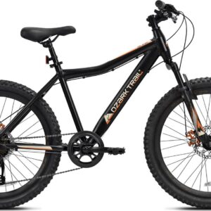 24" Ozark Trail Vibe Mountain Bicycle, 8 Speed, Black, Fits Riders 4'6" - 5'6", Teen