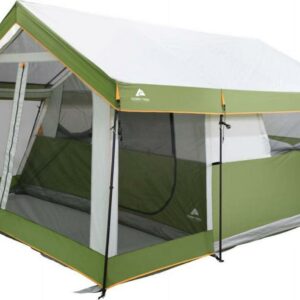 Ozark Trail Family Cabin Tent 1 Room with Screen Porch, 8-Person, Green, Dimensions: 12'x11'x7', 45.86 lbs.
