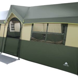Ozark Trail 12 Person 3-Room Hazel Creek Cabin Tent, 20' x 9' x 84", Green