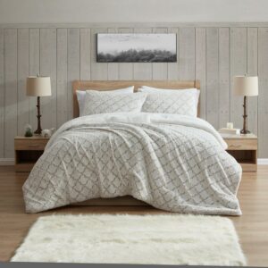 PAWZ by Bearpaw Ginni 3-Piece Taupe Trellis Comforter Set, Full/Queen