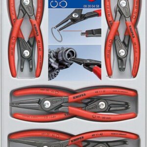 KNIPEX Tools 00 20 04 SB, Precision Circlip Snap-Ring Pliers Set, 8-Piece