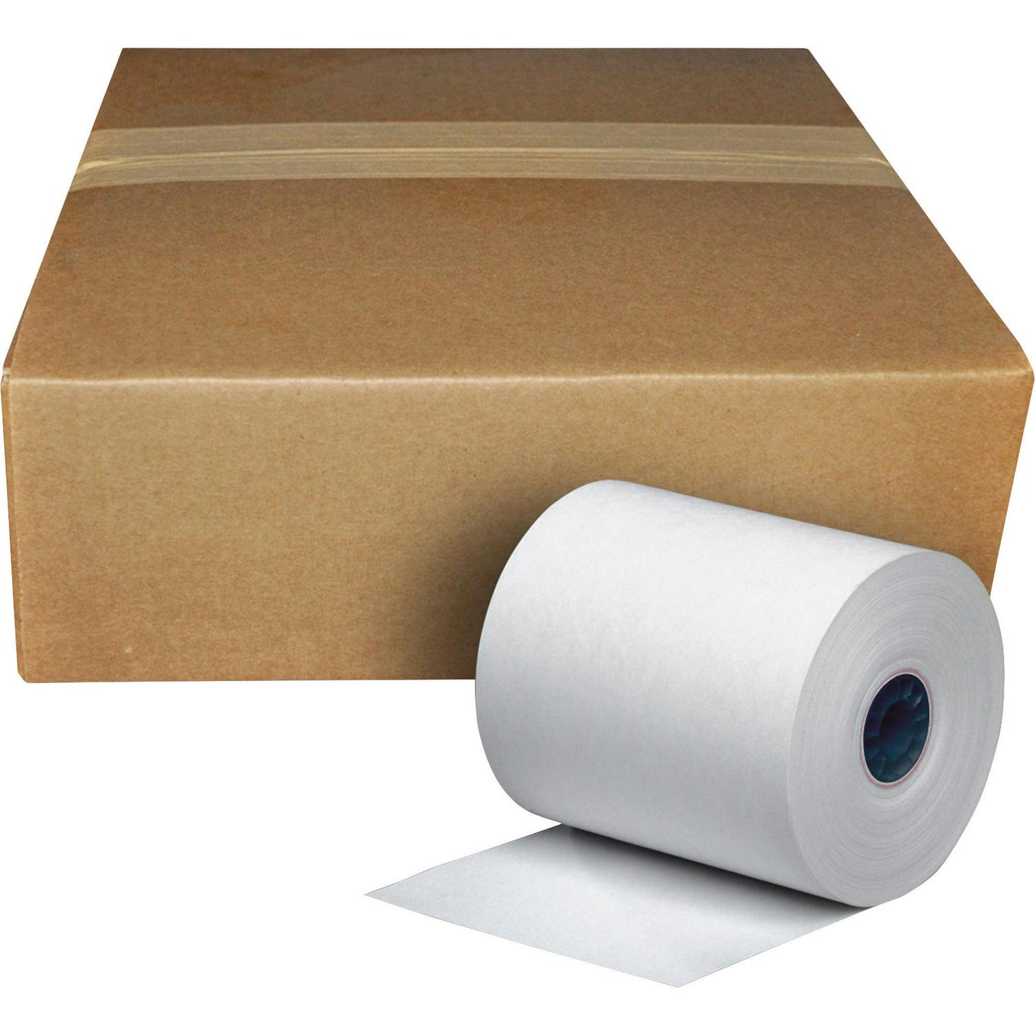 PM Company Single Ply Thermal Cash Register/POS Rolls, 3 1/8" x 273 ft., White, 50/Pack - Image 3