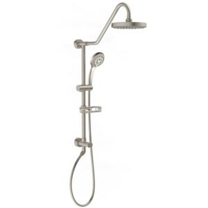 Kauai III 8-in Rain Showerhead Shower System with Slide Bar and Integrated Soap Dish Brushed Nickel
