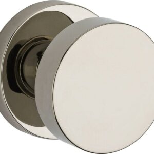 PVCONCRR141 Privacy Contemporary Knob and Contemporary Round Rose with 6AL Latch and Dual Strike Bright Nickel Finish