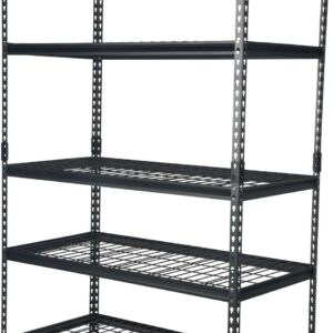 Pachira 48"W x 24"D x 72"H 5-Shelf Steel Shelving, Black