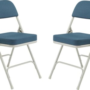(Pack of 2) NPS 3200 Series Premium 2" Fabric Upholstered Double Hinge Folding Chair, Regal Blue