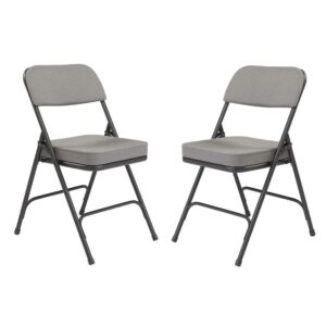 (Pack of 2) NPS 3200 Series Premium 2" Fabric Upholstered Double Hinge Folding Chair, Charcoal Grey