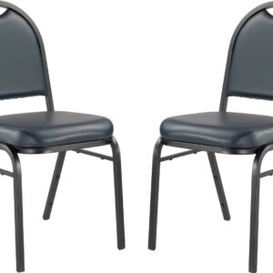 (Pack of 2) NPS 9200 Series Premium Vinyl Upholstered Stack Chair, Midnight Blue Seat