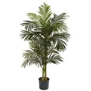 Pack of 2, Nearly Natural 5-ft. Artificial Golden Cane Silk Palm Tree, Green