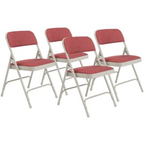 (Pack of 4) NPS® 2200 Series Fabric Upholstered Double Hinge Premium Folding Chair, Majestic Cabernet