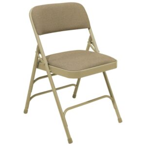 (Pack of 4) NPS® 2300 Series Fabric Upholstered Triple Brace Double Hinge Premium Folding Chair, Café Beige