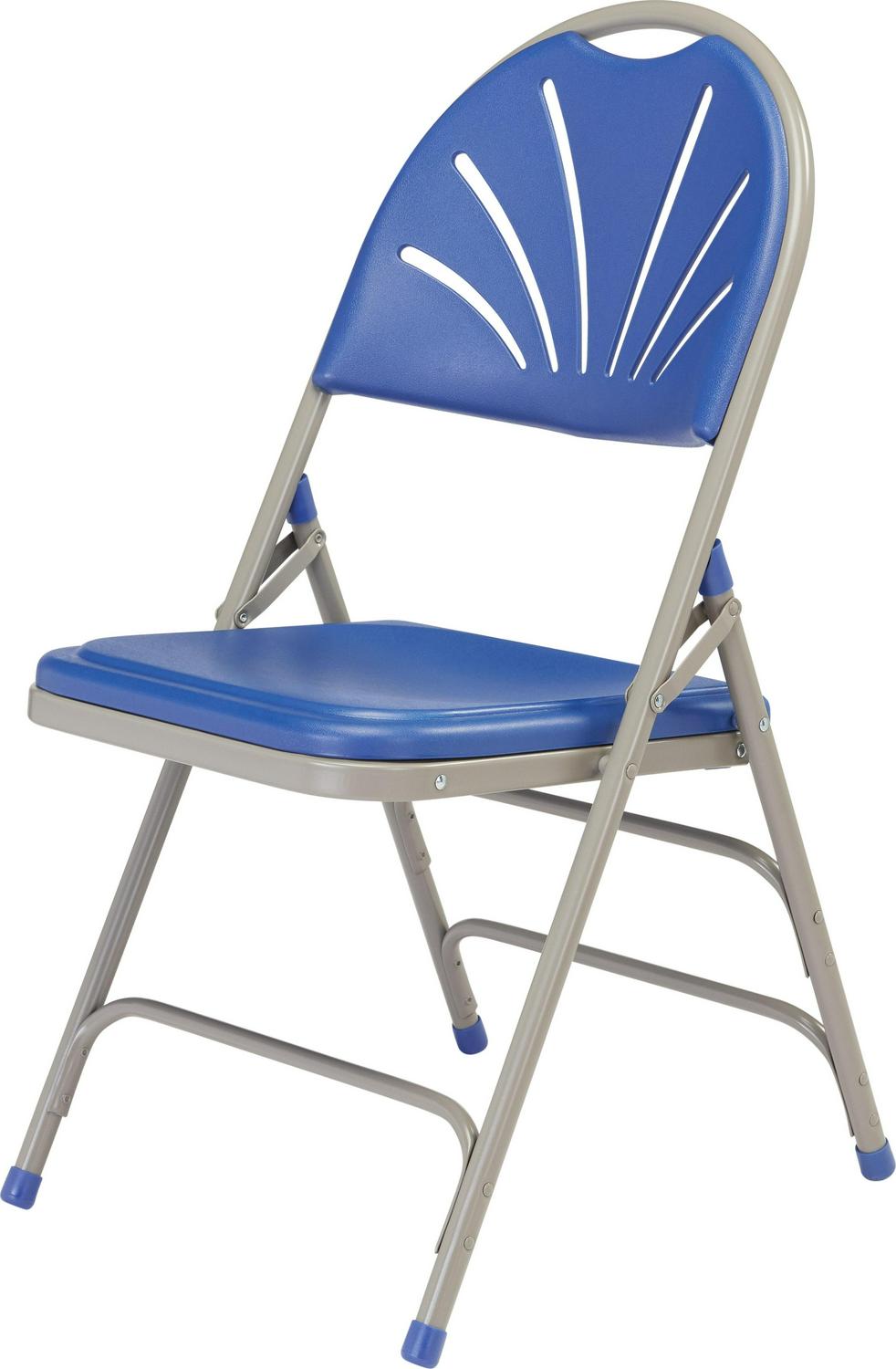 (Pack of 4) NPS 1100 Series Deluxe Fan Back With Triple Brace Double Hinge Folding Chair, Blue - Image 4