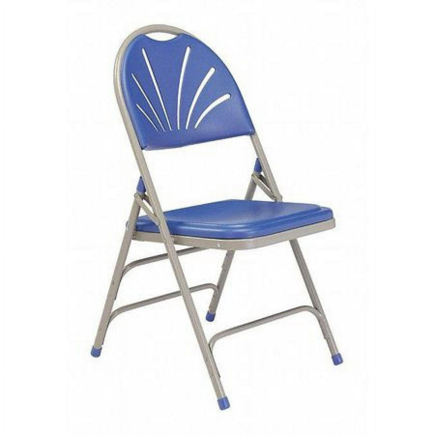 (Pack of 4) NPS 1100 Series Deluxe Fan Back With Triple Brace Double Hinge Folding Chair, Blue - Image 3