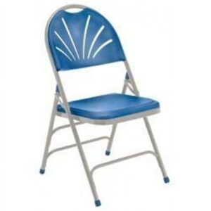 (Pack of 4) NPS 1100 Series Deluxe Fan Back With Triple Brace Double Hinge Folding Chair, Blue