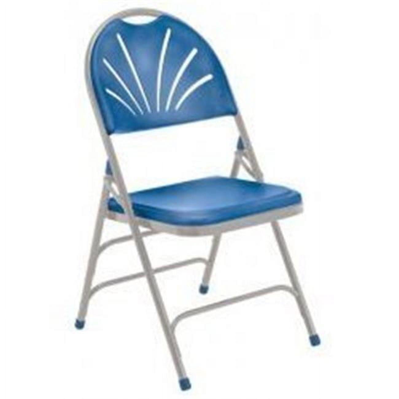 (Pack of 4) NPS 1100 Series Deluxe Fan Back With Triple Brace Double Hinge Folding Chair, Blue