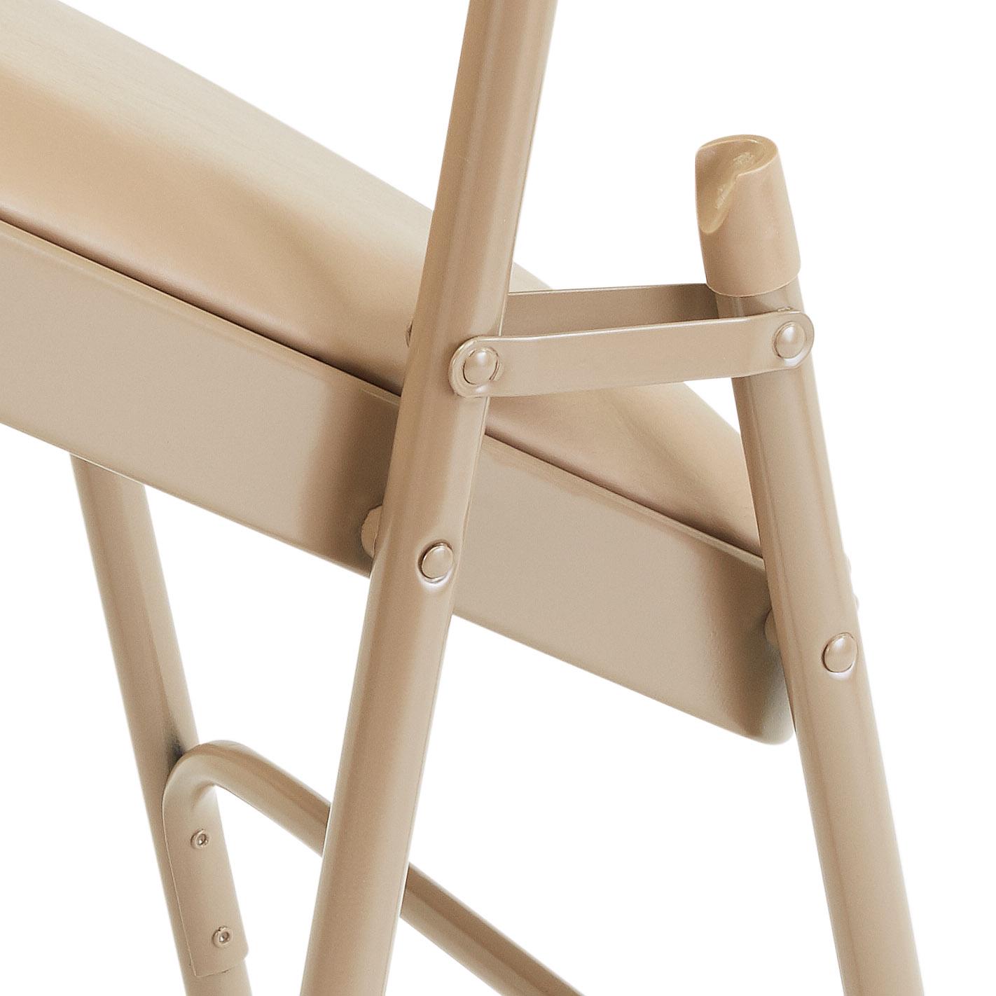 (Pack of 4) NPS 1200 Series Premium Vinyl Upholstered Double Hinge Folding Chair, French Beige - Image 5