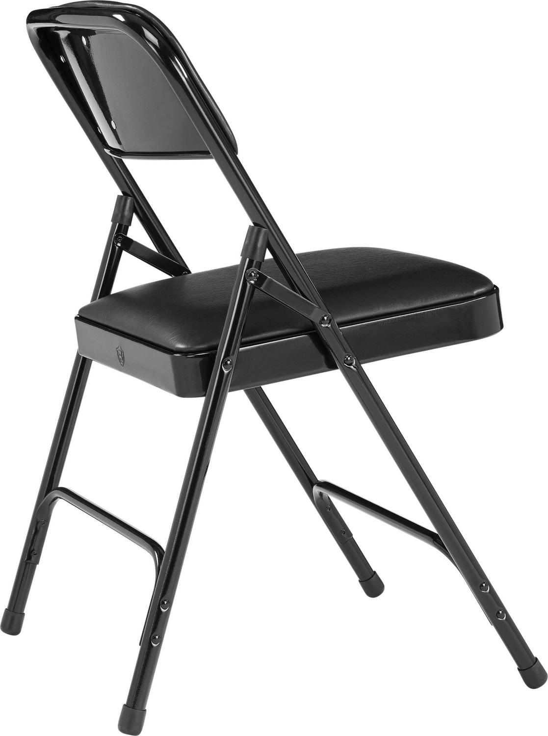 (Pack of 4) NPS 1200 Series Premium Vinyl Upholstered Double Hinge Folding Chair, Caviar Black - Image 5