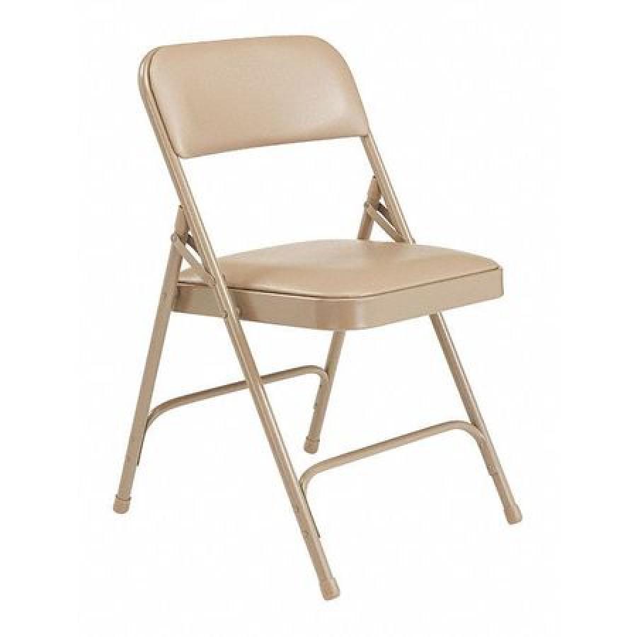 (Pack of 4) NPS 1200 Series Premium Vinyl Upholstered Double Hinge Folding Chair, French Beige - Image 3