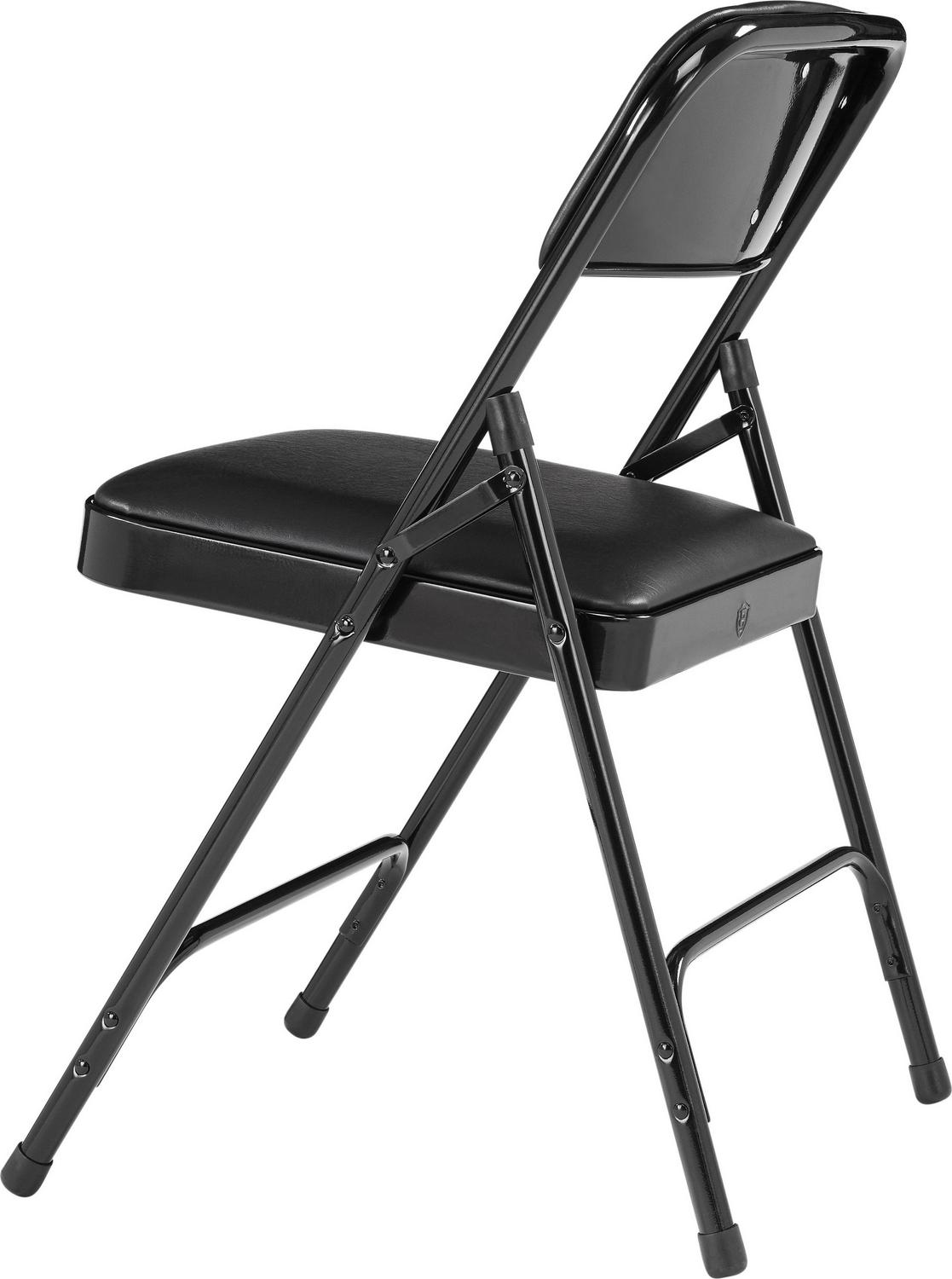 (Pack of 4) NPS 1200 Series Premium Vinyl Upholstered Double Hinge Folding Chair, Caviar Black - Image 6