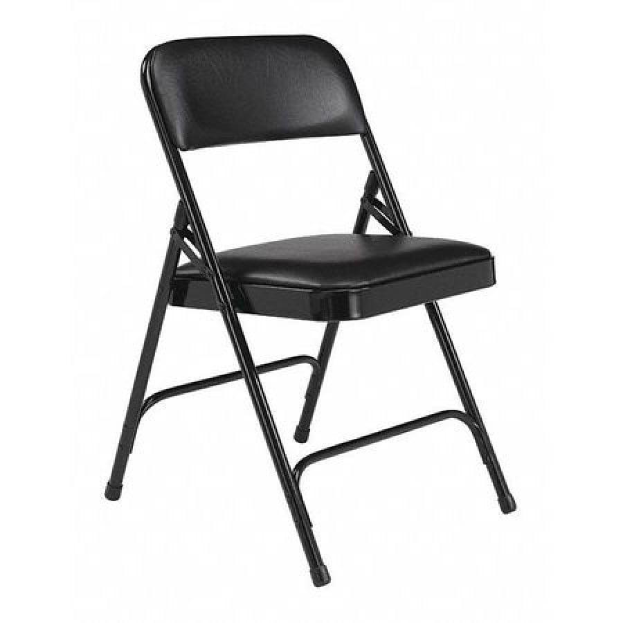 (Pack of 4) NPS 1200 Series Premium Vinyl Upholstered Double Hinge Folding Chair, Caviar Black - Image 3