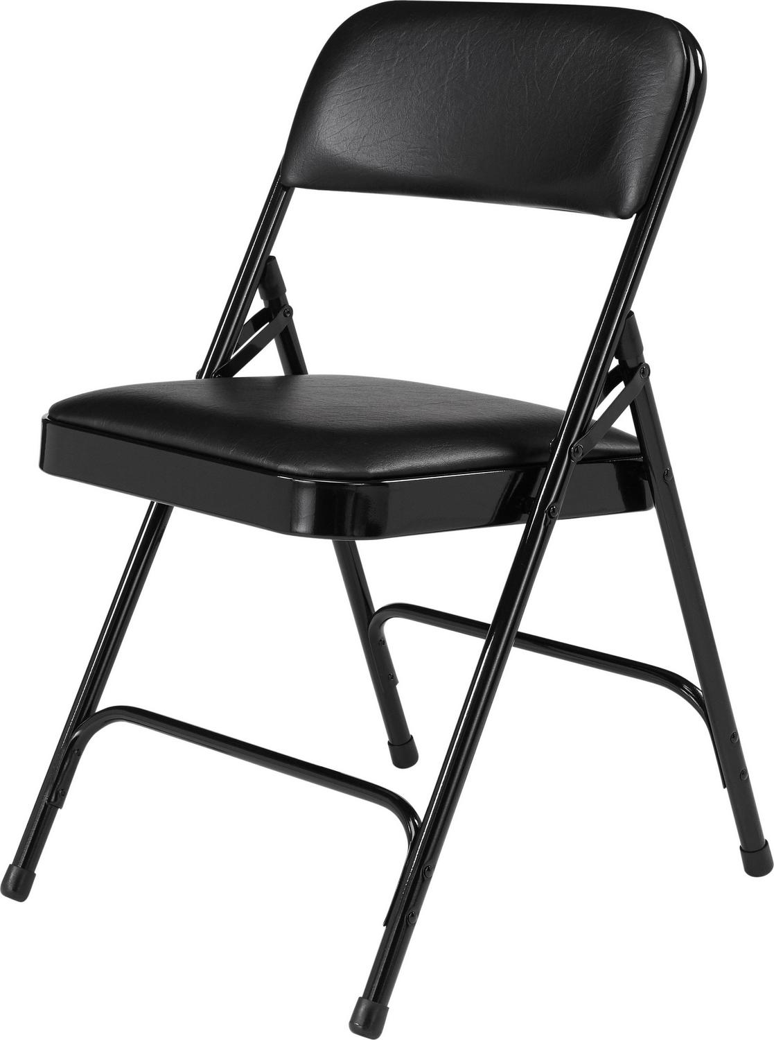 (Pack of 4) NPS 1200 Series Premium Vinyl Upholstered Double Hinge Folding Chair, Caviar Black - Image 4
