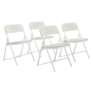 (Pack of 4) NPS 800 Series Premium Lightweight Plastic Folding Chair, Bright White