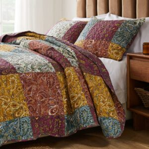 Paisley Slumber Cotton-Rich Mid-Century Style Paisley Quilt Set, 2-Piece Twin/Twin XL