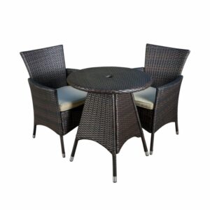 Paizlei Outdoor 3-Piece Wicker Bistro Set - Multibrown and Biege