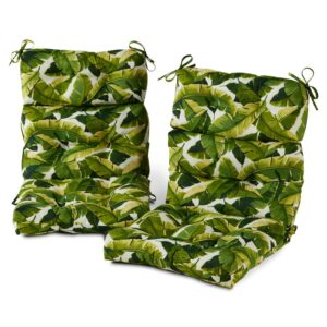 Palm Leaves White 44 x 22 in. Outdoor High Back Chair Cushion (2-Pack) by Greendale Home Fashions