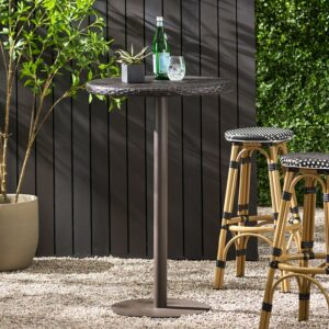 Noble House Palmer Outdoor 26" Round Wicker Bar Table, Multibrown