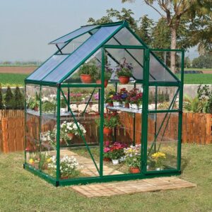 Palram - Canopia Hybrid 6' x 4' Polycarbonate/Aluminum Walk-In Greenhouse – Green - with Roof Vent