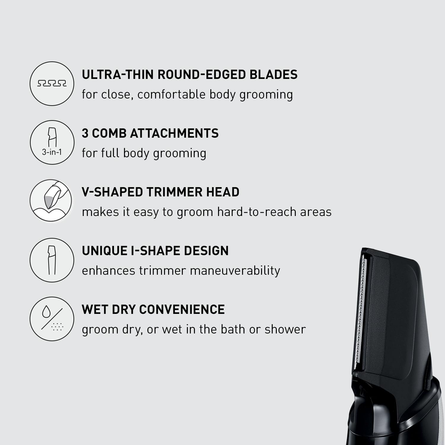 Panasonic V-Shaped Body Hair Trimmer with 3 Comb Attachments, Waterproof, Rechargeable - ER-GK60-S - Image 2
