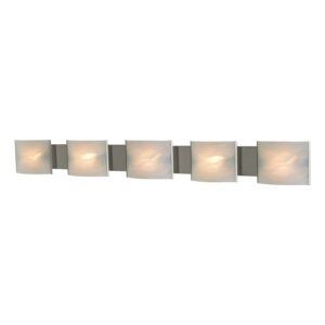Pannelli 5-Light Vanity Sconce in Stainless Steel with Hand-formed White Alabaster Glass