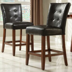 Weston Home Achillia Tufted High Back Counter Height Stools, Set of 2, Dark Brown