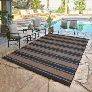 Gertmenian Paseo Castro Modern Striped Havana Outdoor Area Rug, 8x10
