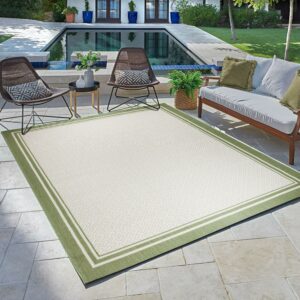 Gertmenian Paseo Soroa Havana/Sand Classic Border Flatweave Indoor/ Outdoor Area Rug 8'9"x13'1"