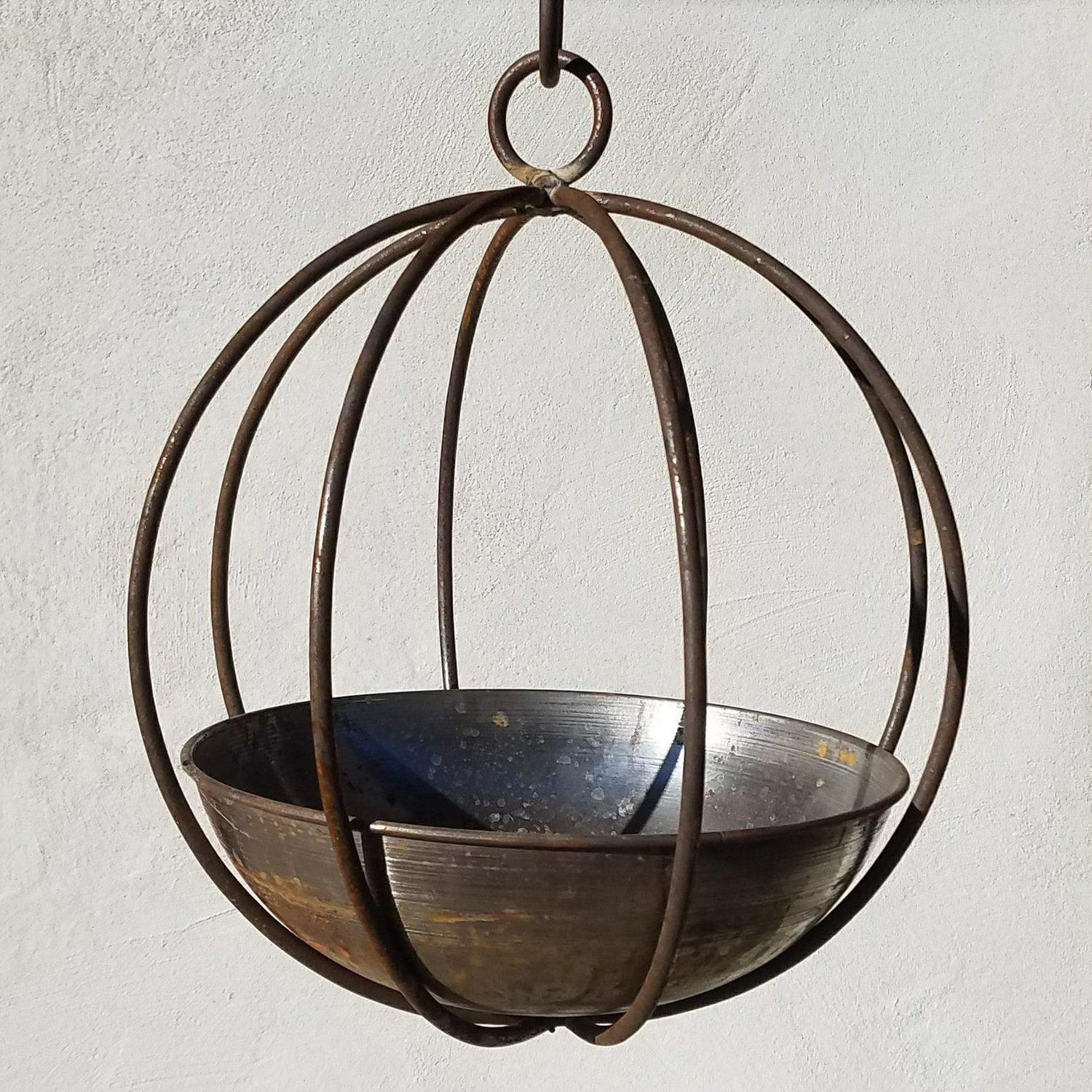 Find Your Passage LLC Large Hanging Globe-shaped Handmade Metal Planter with 10-inch Hook Brown - Image 2