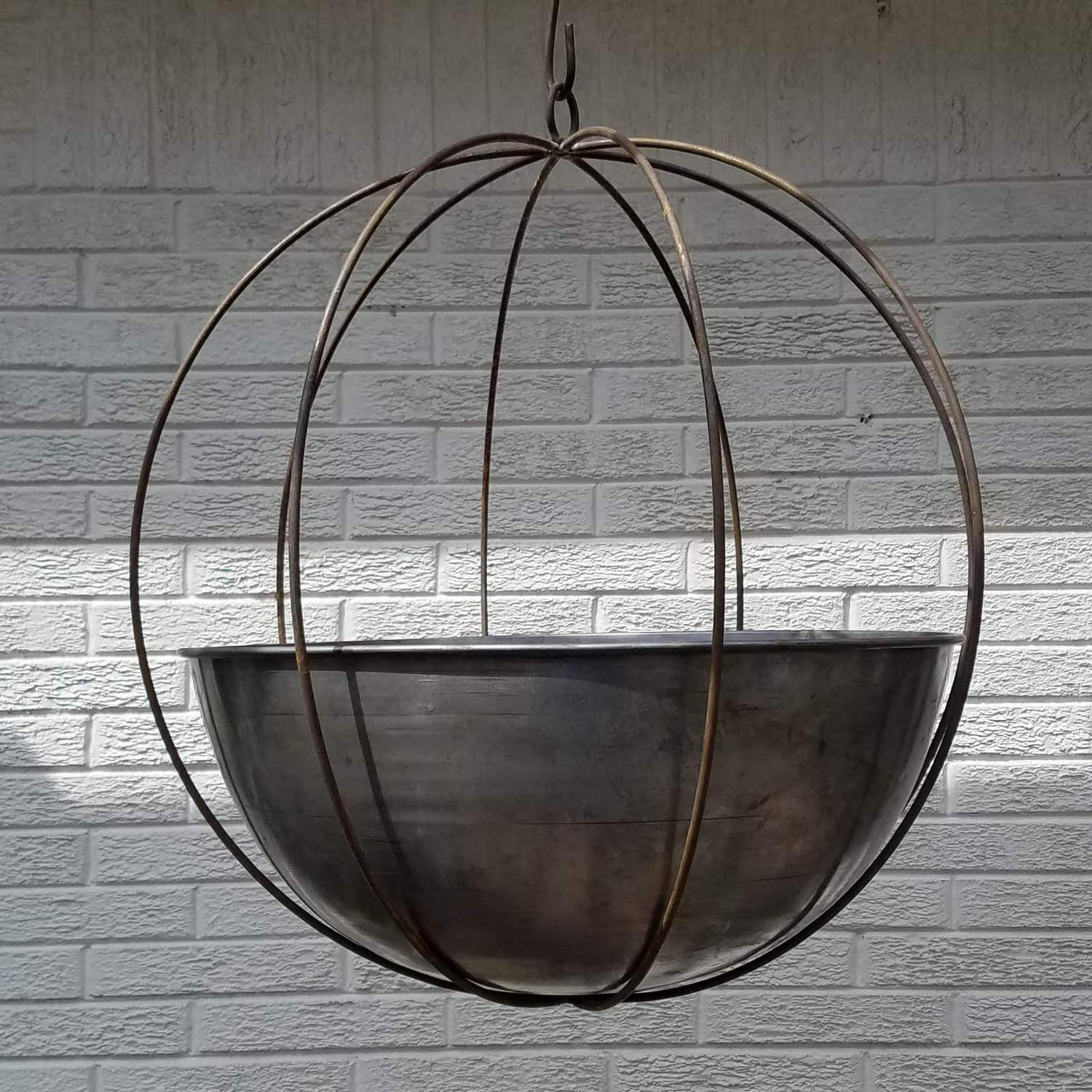 Find Your Passage LLC Large Hanging Globe-shaped Handmade Metal Planter with 10-inch Hook Brown - Image 3